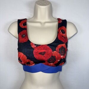 JOY LAB WOMEN'S POPPY LEOPARD PRINT SPORTS BRA BLUE‎ RED SMALL S